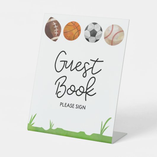 Sportfußball Basketball Baseball Gästebuch Sockelschild (Vorderseite)
