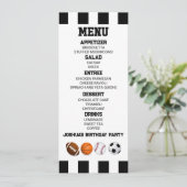 Sportfußball Basketball Geburtstagsparty Food Menükarte (Stehend Vorderseite)