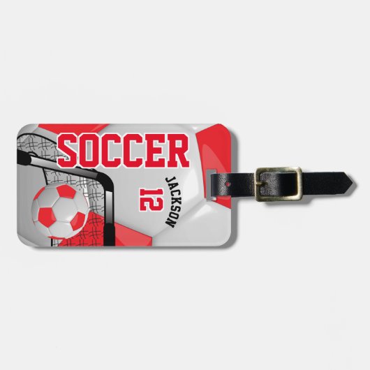 Sportfußball| DIREKT - Rot Gepäckanhänger (Vorderseite horizontal)