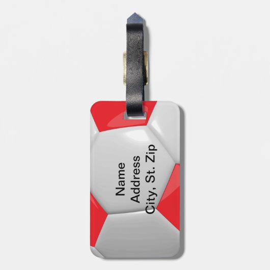 Sportfußball| DIREKT - Rot Gepäckanhänger (Rückseite vertikal)