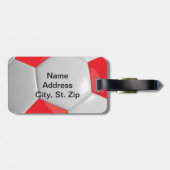 Sportfußball| DIREKT - Rot Gepäckanhänger (Rückseite horizontal)