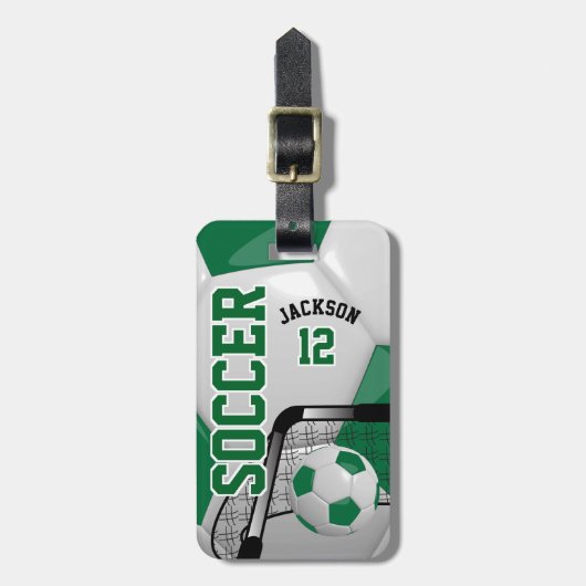 Sportfußball| DIY Text - Dunkelgrün Gepäckanhänger (Vorderseite vertikal)