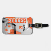 Sportfußball| DIY Text - Orange Gepäckanhänger (Vorderseite horizontal)