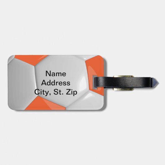 Sportfußball| DIY Text - Orange Gepäckanhänger (Rückseite horizontal)