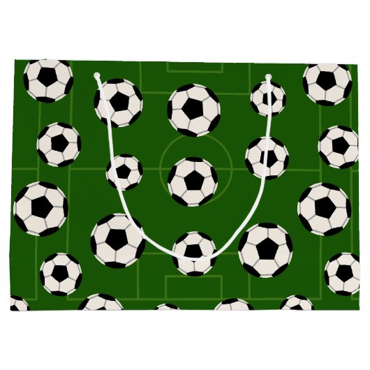 Sportfußball Fliesen Muster Party Tasche Große Geschenktüte (Rückseite)