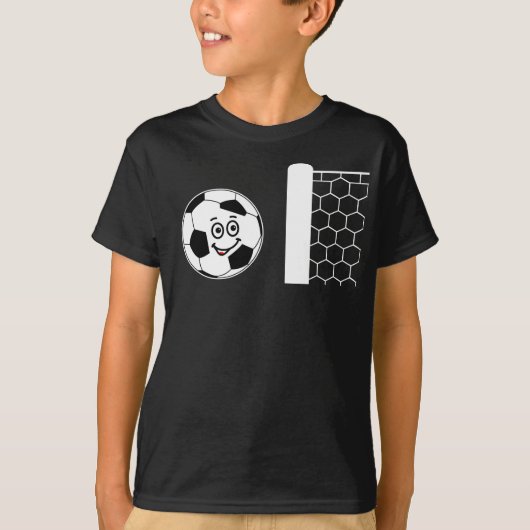 Sportfußball mit Torschwarzem T - Shirt (Vorderseite)