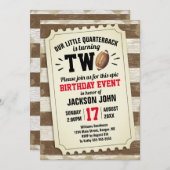 Sportfußball-Ticket 2. Geburtstag Rustikal Brown Einladung (Vorne/Hinten)