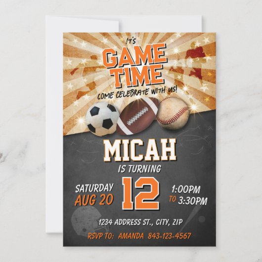 Sportgeburt laden Fußball Baseball Fußball ein Einladung (Vorderseite)