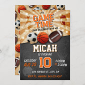 Sportgeburtsfeier laden Fußball Basketball Fußball Einladung (Vorne/Hinten)