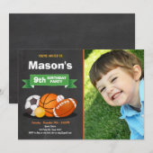 Sportgeburtshinweise Party Jungs Alle Star Einladung (Vorne/Hinten)