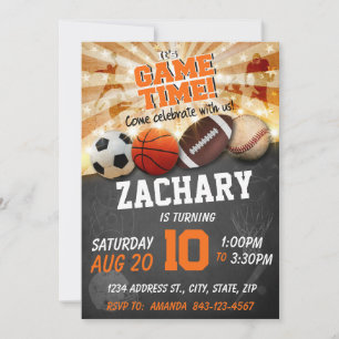 Sportgeburtstag Einladung verschiedener Sportbälle