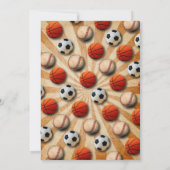 Sportgeburtstag laden Fußball-Baseball ein Einladung (Rückseite)