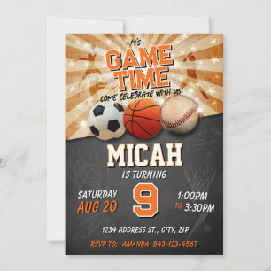 Sportgeburtstag laden Fußball-Baseball ein Einladung