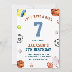 Sportgeburtstag Lasst uns einen Ball haben  Einladung