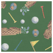 SportGolf-Ausrüstung auf grünem Muster Stoff (Nahaufnahme)