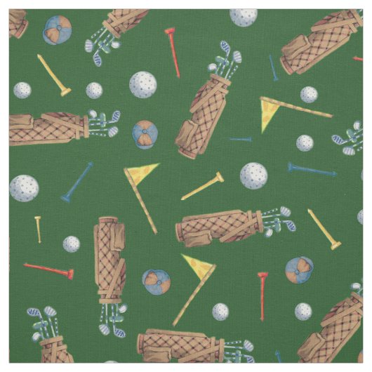SportGolf-Ausrüstung auf grünem Muster Stoff (Muster)