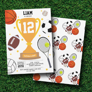 Sporthalle Sportliche Balls Kinder Sportliche Gebu Einladung