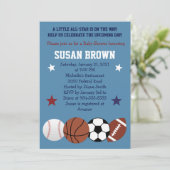 Sporthallen Alle Star Baby Dusche Einladung (Stehend Vorderseite)