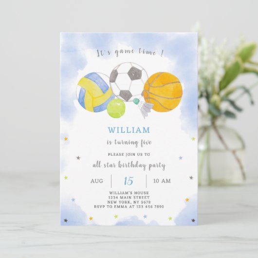 Sporthallen Geburtstagseinladung Einladung (Stehend Vorderseite)