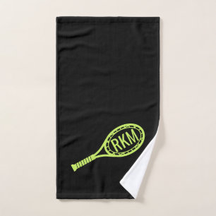 Sporthandtuch für Tennis Monogram Einfach Schwarz Handtuch