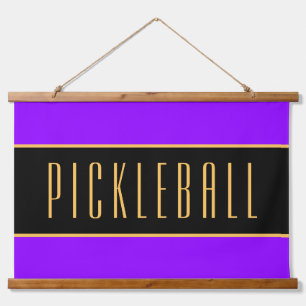 Sporthebelfarbene Lila Streifen - hoher PICKLEBALL Wandteppich Mit Holzrahmen
