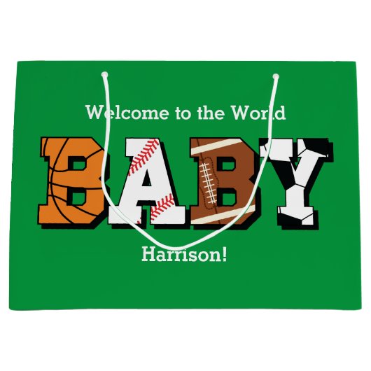 Sporthinderdusche mit grünem Geschlecht - neutral Große Geschenktüte (Vorderseite)