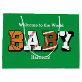 Sporthinderdusche mit grünem Geschlecht - neutral Große Geschenktüte (Rückseite)