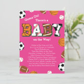 Sporthinderdusche Pink Girl Einladung (Stehend Vorderseite)