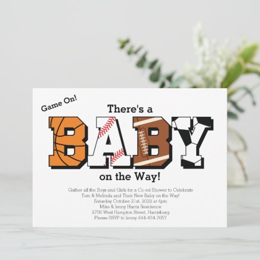 Sporthinderdusche Pink Girl Einladung (Stehend Vorderseite)