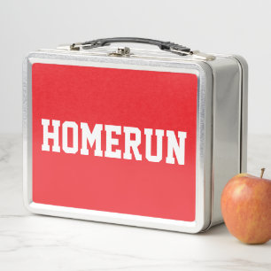 Sportiger Spaß Helles Rot Fettes Weiß HOMERUN Text Metall Brotdose