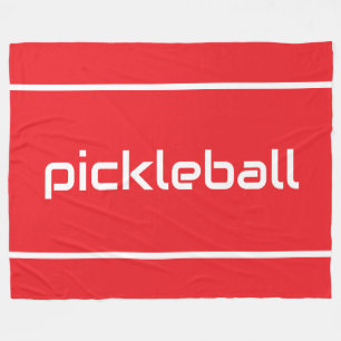 Sportiges Weiß PICKLEBALL Text Streifen auf hellro Fleecedecke