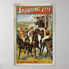 Sporting Life Great English Derby Vintag Horse Poster