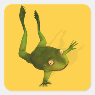 Sportive Frog Quadratischer Aufkleber