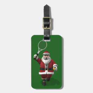 Sportive Santa Claus Tennis Player Gepäckanhänger