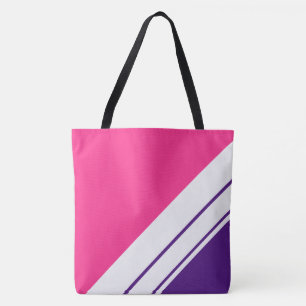 Sportiver Spaß Helles Rosa Lila Weiße Rennstreifen Tasche