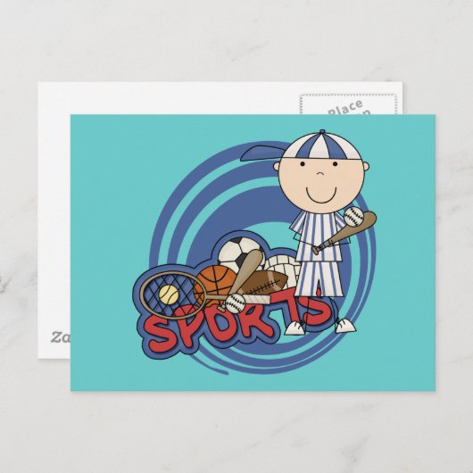 Sportjunge - Baseball-Hemden und Geschenke Postkarte (Vorne/Hinten)