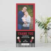 Sportkarte Danke Karte, Baseball, Rot, Schwarz Einladung (Stehend Vorderseite)