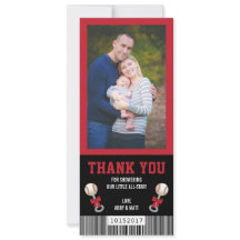 Sportkarte Danke Karte, Baseball, Rot, Schwarz