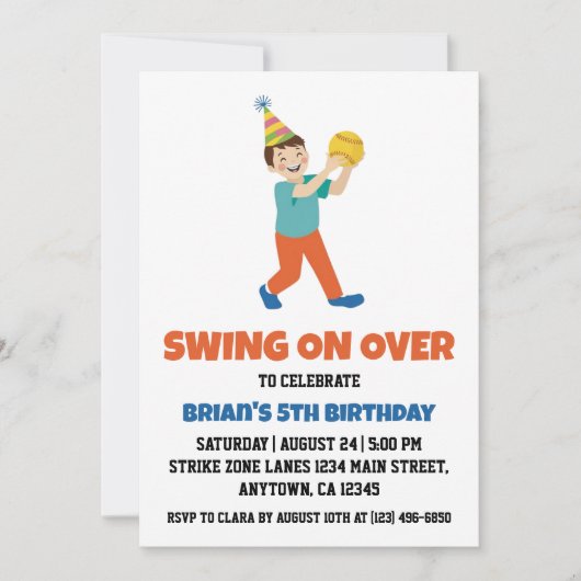 Sportkids Baseball Geburtstagseinladungen Einladung (Vorderseite)