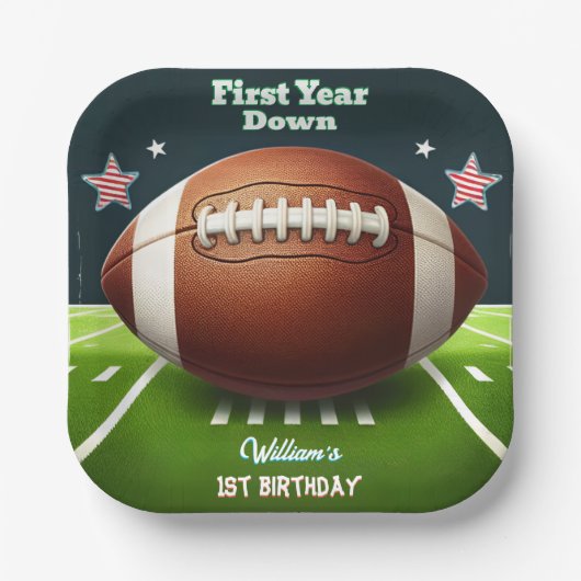 Sportkinderjungs Ticket Fußball 1. Geburtstag Pappteller (Vorderseite)