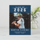 Sportklasse Custom Foto Blue Abschluss Ankündigung (Stehend Vorderseite)