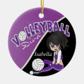 Sportler Lila Volleyball Player Diva Girl Keramik Ornament (Vorne)