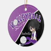 Sportler Lila Volleyball Player Diva Girl Keramik Ornament (Links)