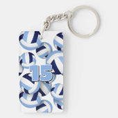 Sportler Name blau weißen Volleyball Schlüsselanhänger (Rückseite)