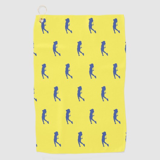 Sportlerin Blue Golfer Silhouette Golf Handtuch (Vorderseite)