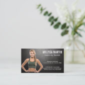 Sportlerin lächelt Visitenkarte (Stehend Vorderseite)