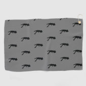 Sportlerin Schwarz Golfer Silhouette Golf Handtuch (Horizontal)