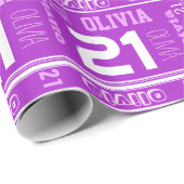 Sportlermädchen individuelle Name 21. Geburtstagsp Geschenkpapier (Rolleneckpunkt)