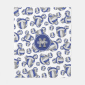 sportlich-blau graue Mannschaftsfarben mädchenhaft Fleecedecke (Vorderseite)