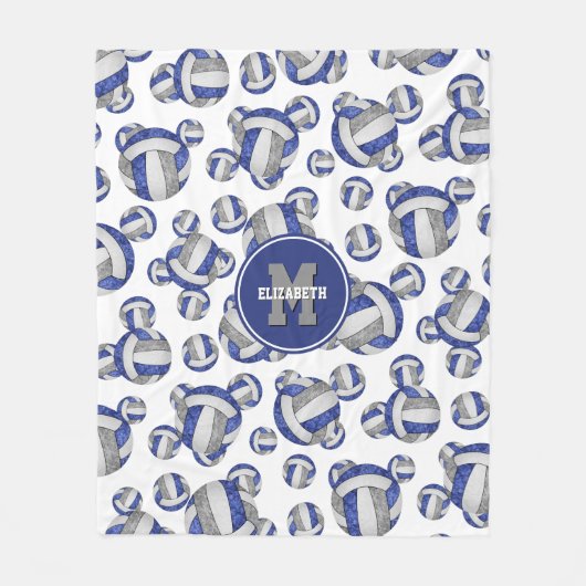 sportlich-blau graue Mannschaftsfarben mädchenhaft Fleecedecke (Vorderseite)